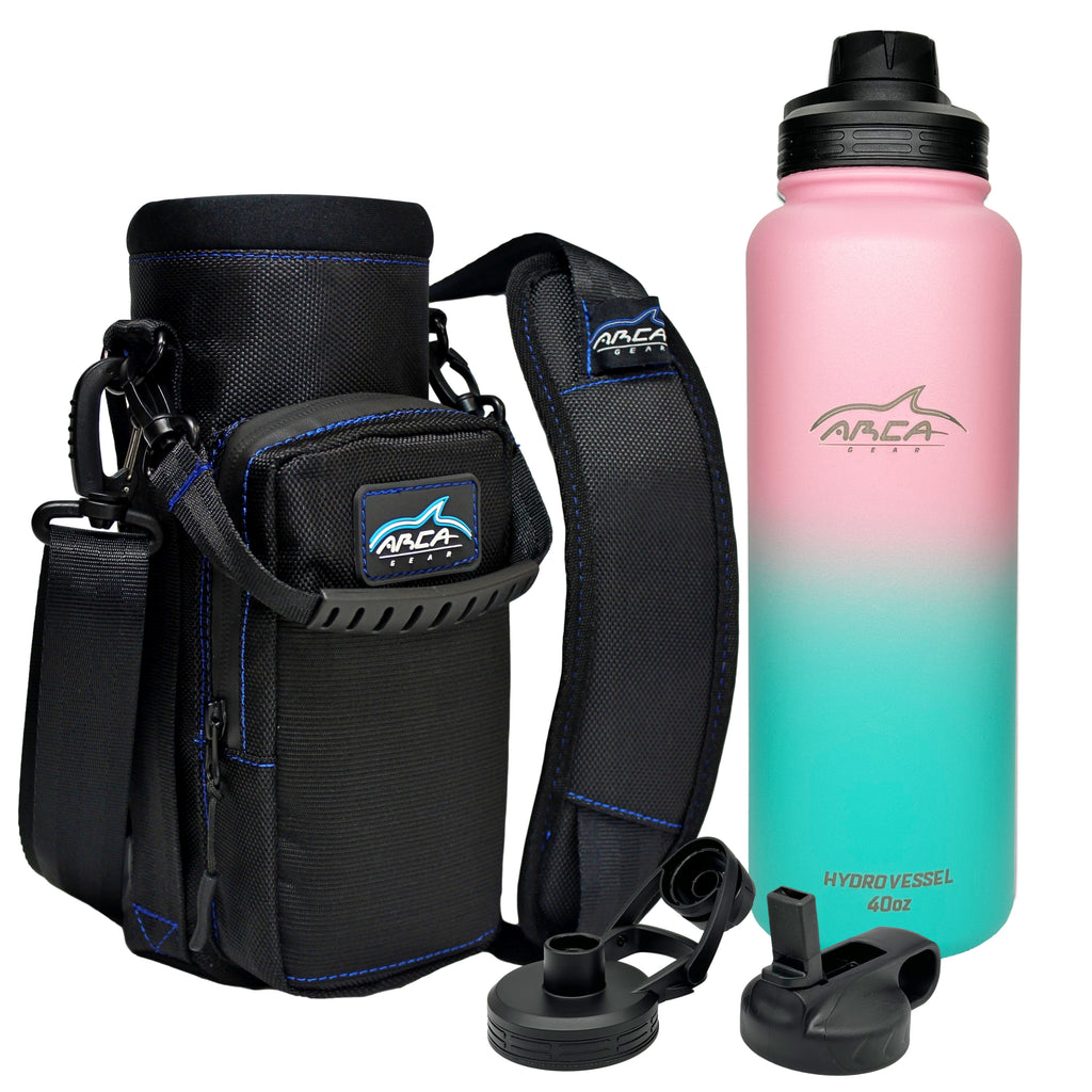 Arca Gear 40 oz Hydro Carrier - Insulated Water Bottle Sling w/Carry  Handle, Shoulder Strap, Wallet and Two Pouches - The Perfec