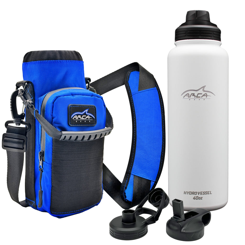 Arca Gear 40 oz Hydro Carrier - Stainless Water Bottle Holder with Shoulder Strap Lagoon Blue