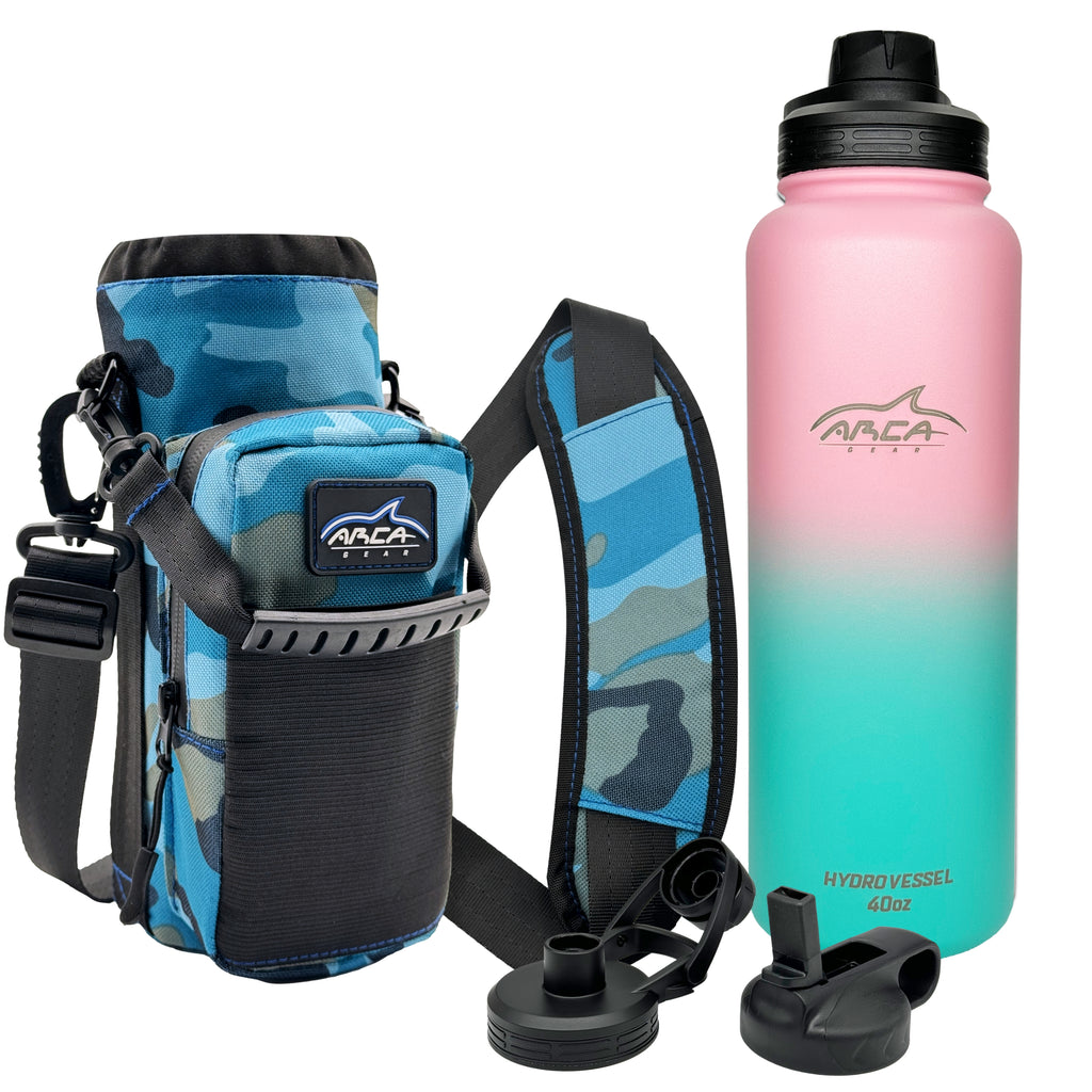 Arca Gear 32 oz Hydro Vessel & Hydro Carrier Combo Pack - Insulated Stainless Water Bottle and Carrier