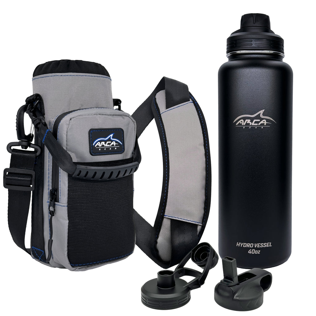 Arca Gear 40 oz Hydro Carrier - Stainless Water Bottle Holder with Shoulder Strap Lagoon Blue